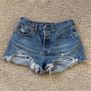 Levi's 501 Distressed Denim Shorts Size 28